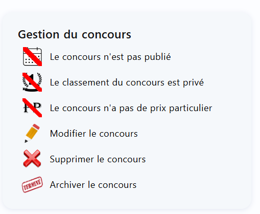 Détail concours — état non publié