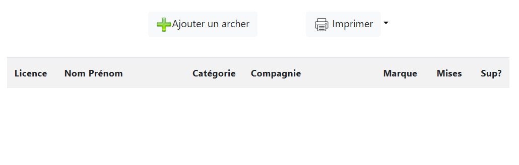 Liste des archers inscrits
