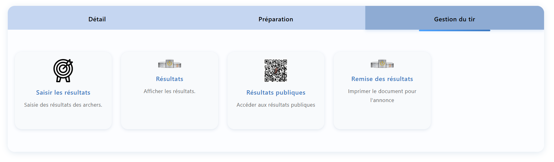 Onglet Gestion du tir
