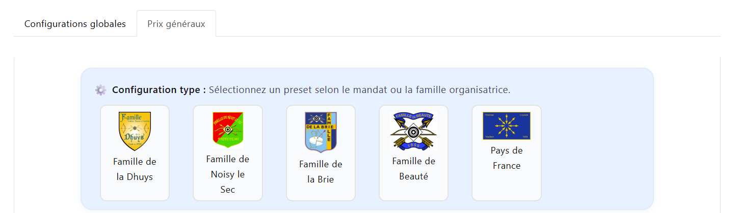 Capture écran - configuration des prix généraux
