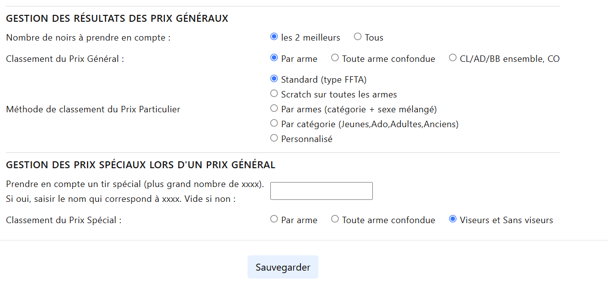 Capture écran - configuration des prix généraux