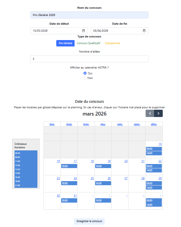 Page création concours